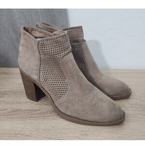 Dolce Vita Women's Size 6.5 Jiffy Ankle Boot Block Heel Booties Tan Khaki Suede